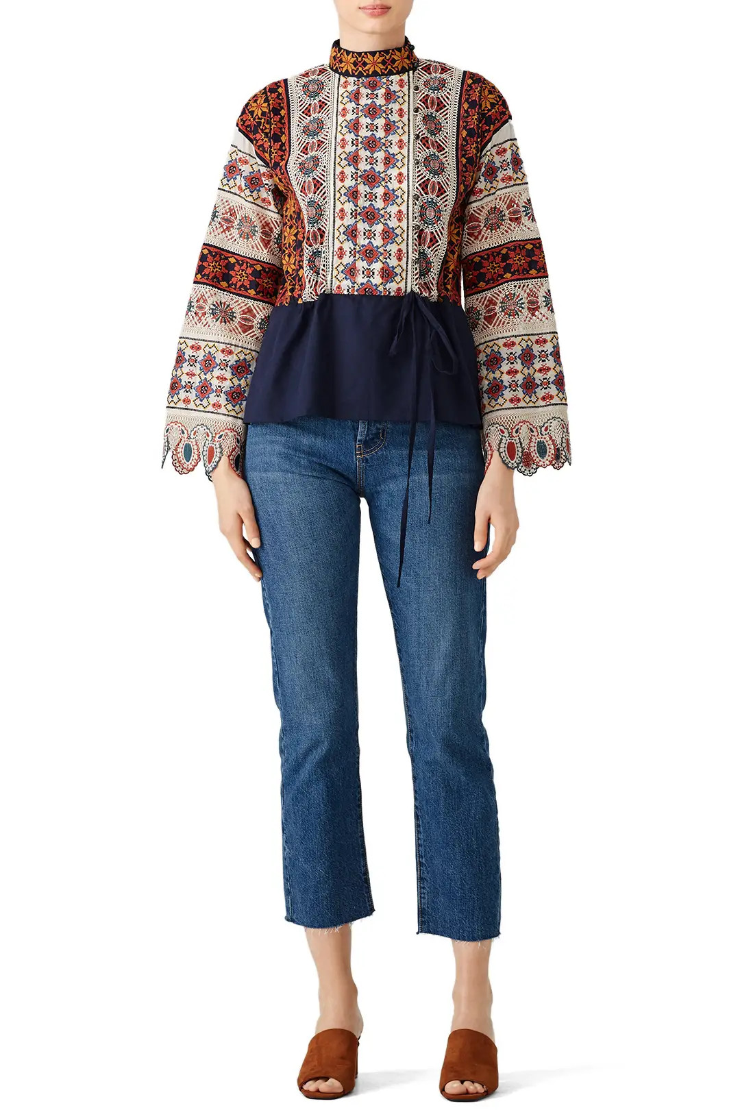 Tory Burch Carina Embroidered Top | Rent The Runway