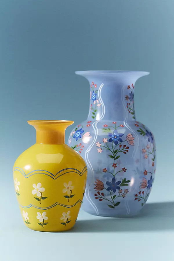 Scandi Floral Glass Vase | Anthropologie (US)