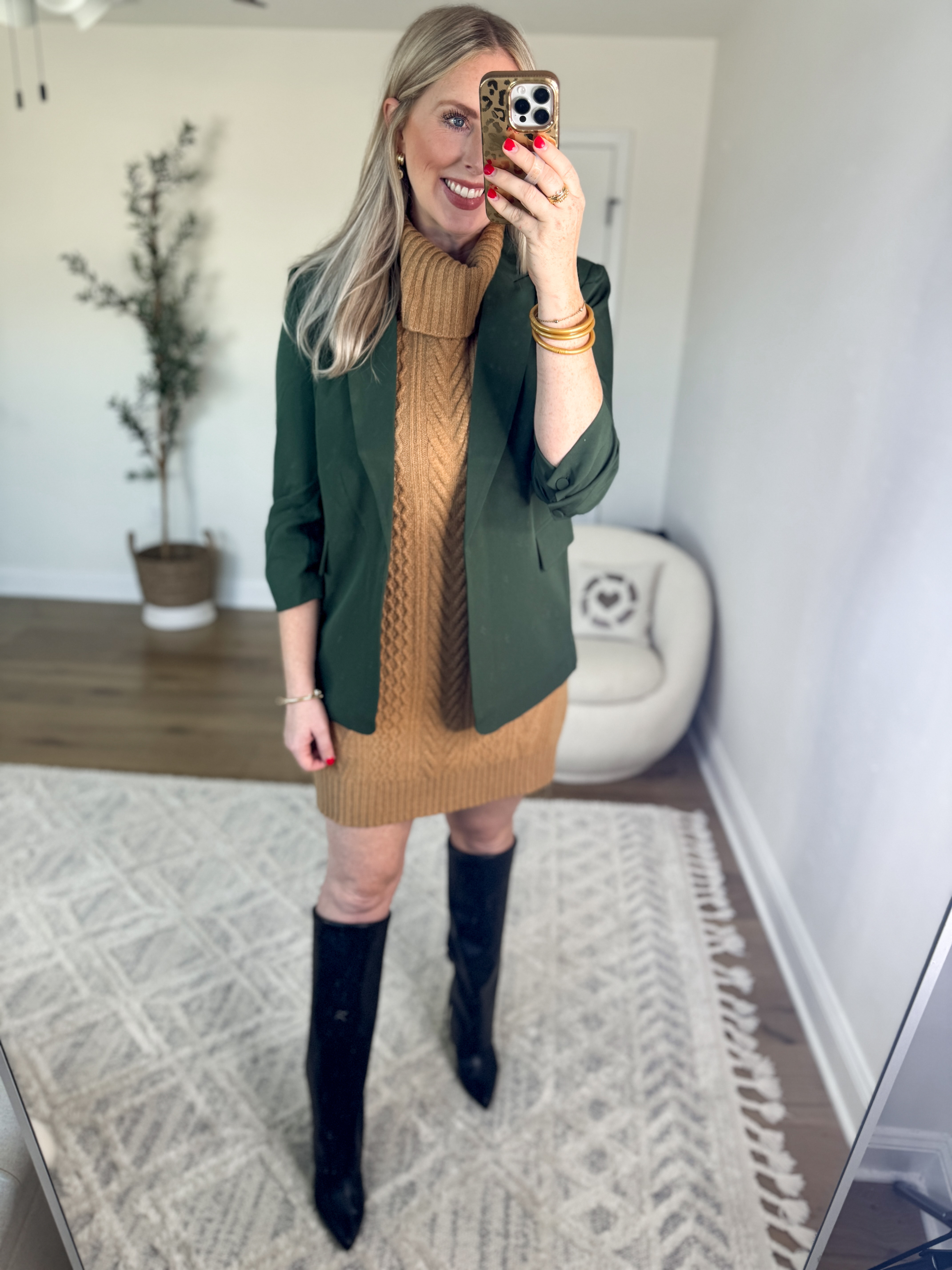 Daily try on, Walmart outfit, Walmart fashion, Walmart try on, scoop, free assembly, sweater dress, blazer, black boots 

Medium in both 

#LTKWorkwear #LTKStyleTip #LTKFindsUnder50
