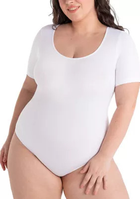 Shapermint Essentials Women's Plus Size All Day Every Day Scoop Neck Shaper Bodysuit, White, Medium | Belk