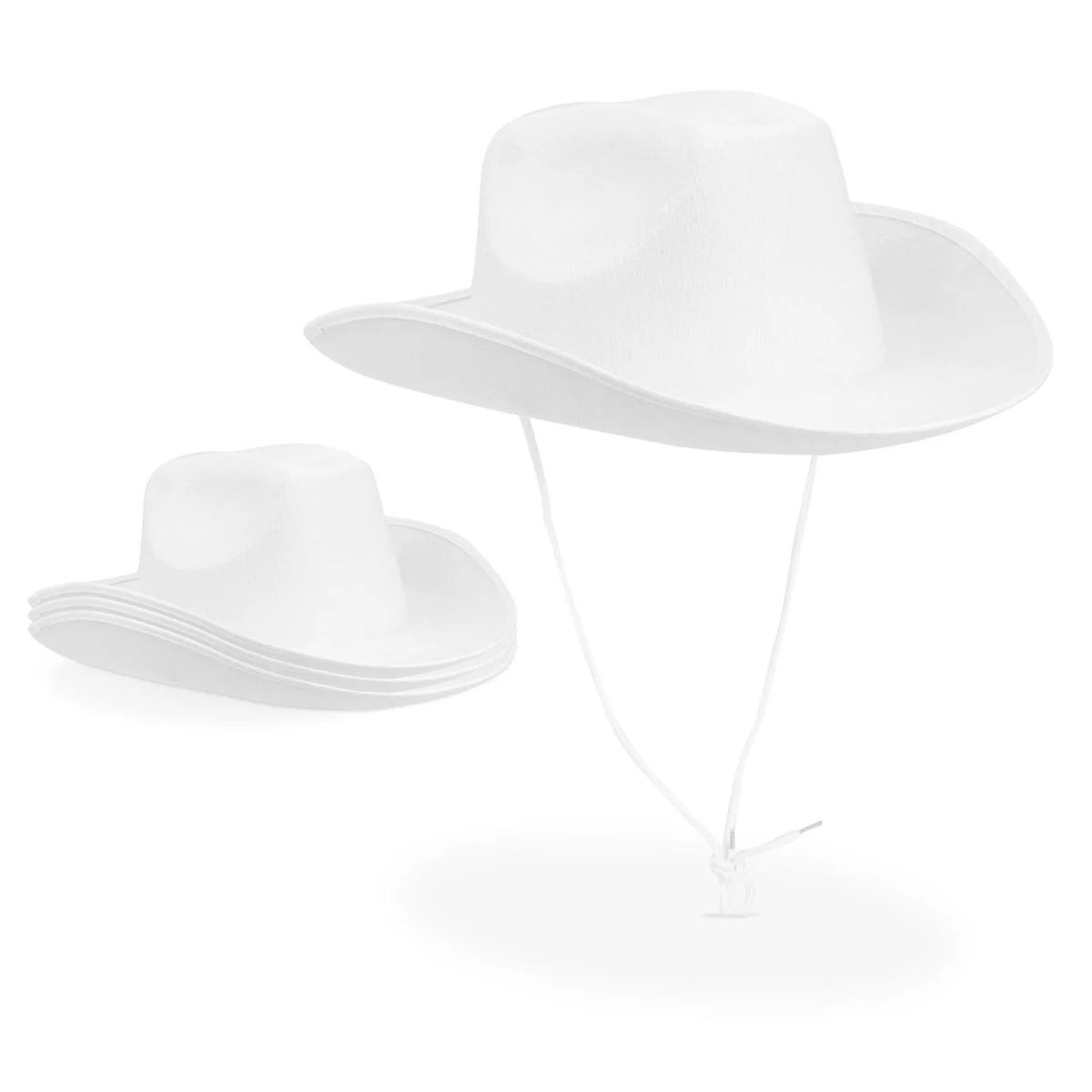 4 Pack Plain White Felt Cowboy Cowgirl Hat for Child Boys and Girls Halloween, Birthday Costume P... | Walmart (US)