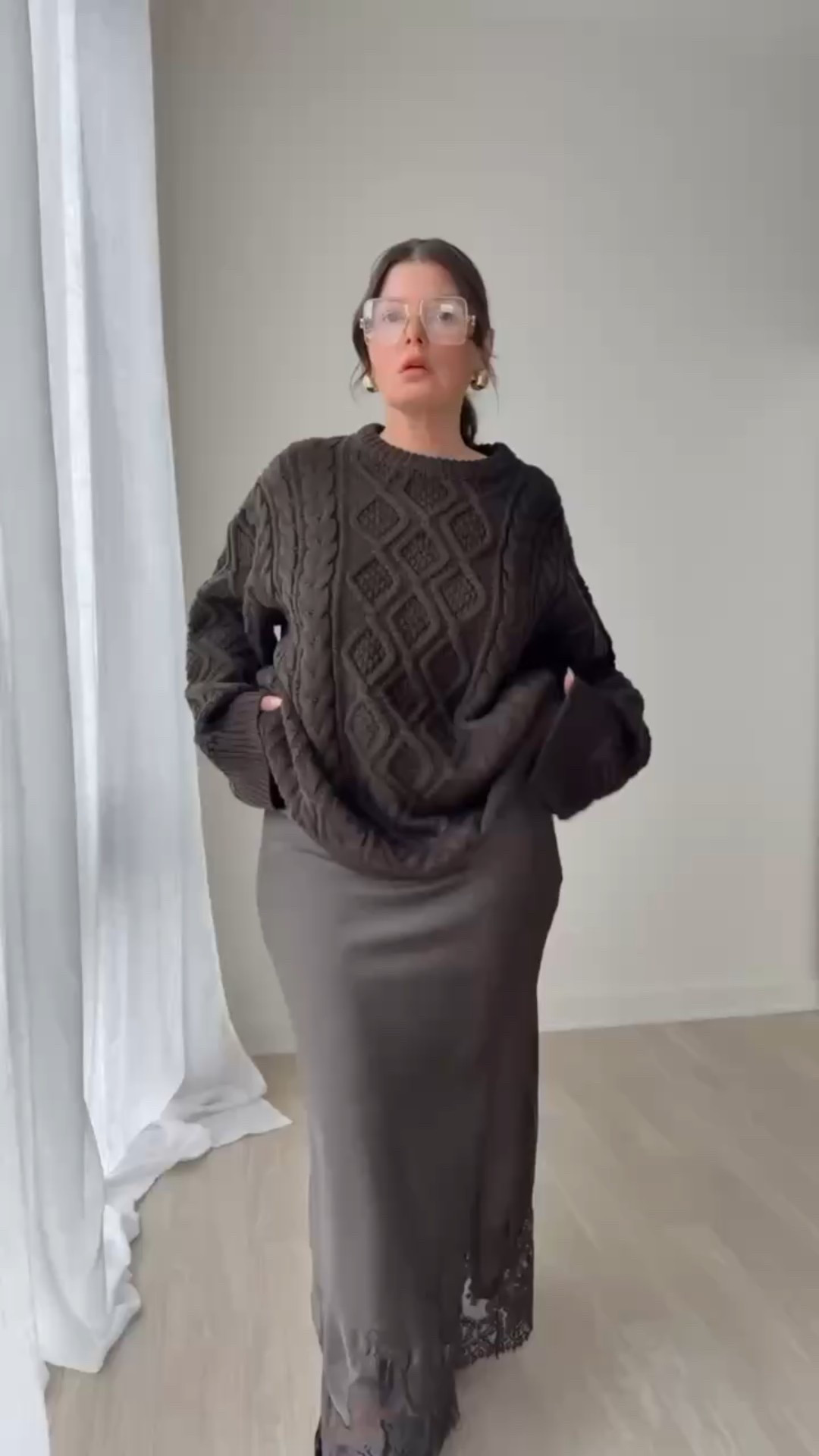 Lace trimmed skirt
Sweater 

#LTKSeasonal