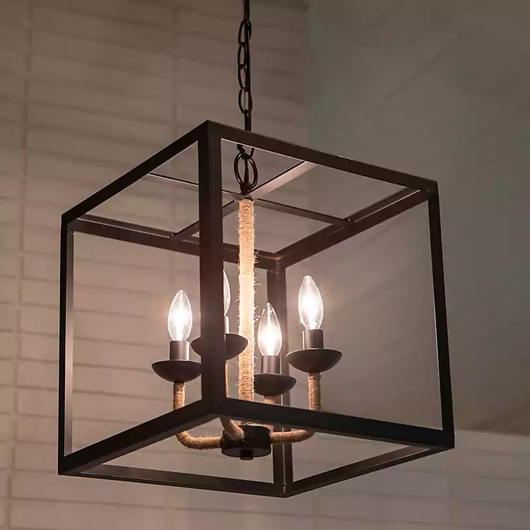 Open Cage Black Square Pendant Light | Kirkland's Home