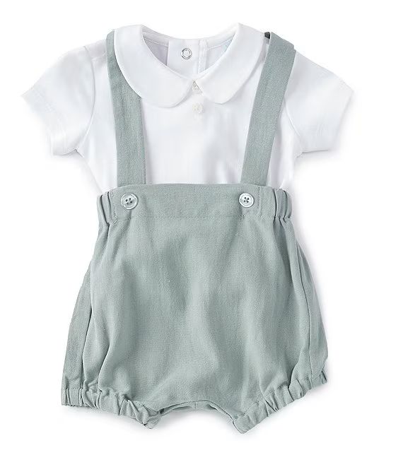 Edgehill Collection Baby Boy Newborn-24 Months Short Sleeve Peter Pan Polo & Suspender Short Set ... | Dillard's
