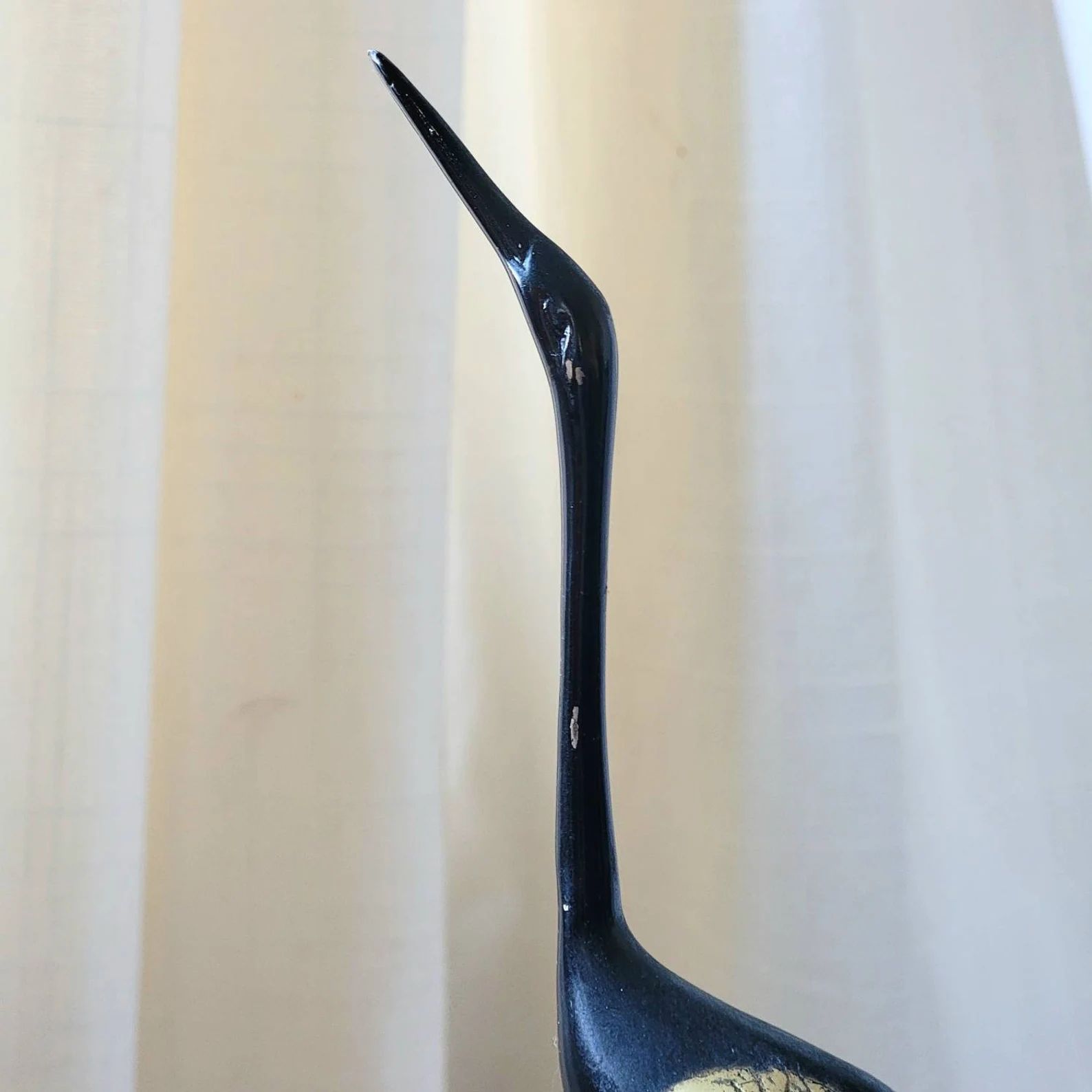 Black Enamel Aged Brass Heron Statue Vintage Brass Crane - Etsy | Etsy (US)