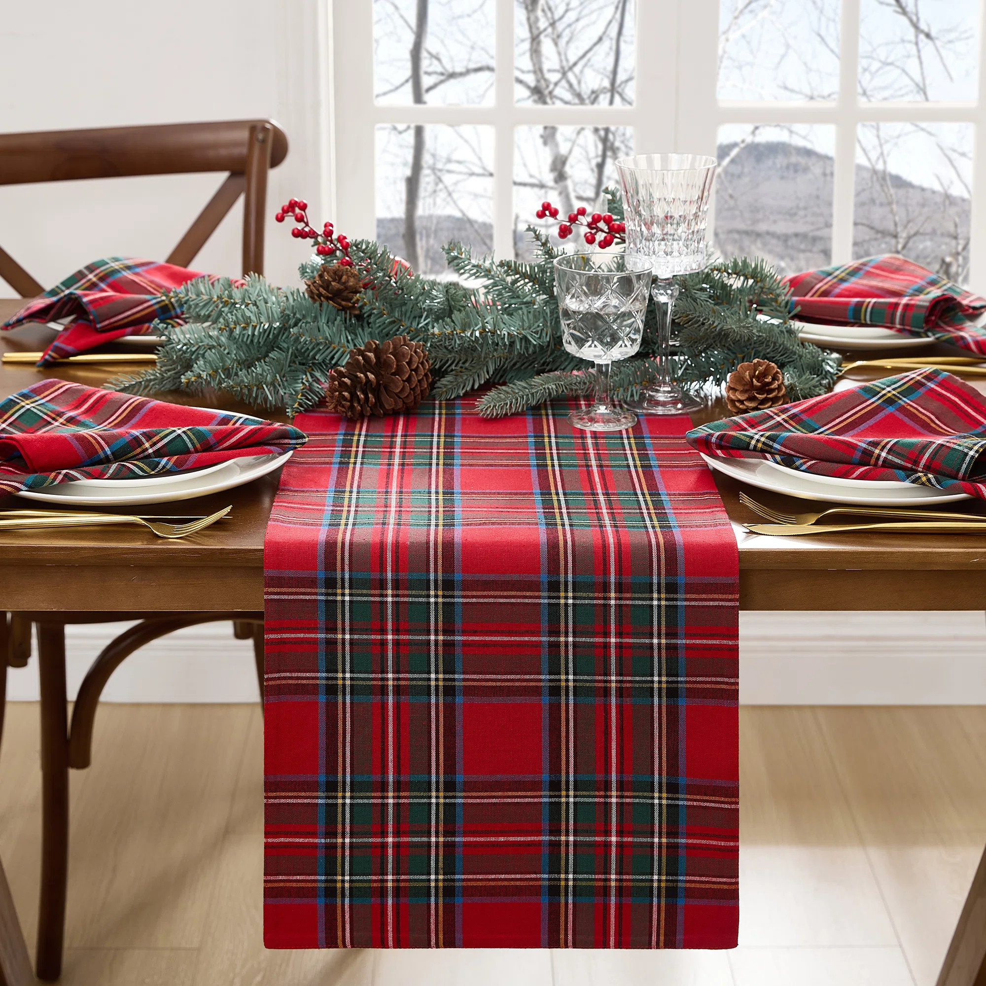 Kayleigha Holiday Plaid Christmas/Winter Cotton Table Runner | Wayfair North America