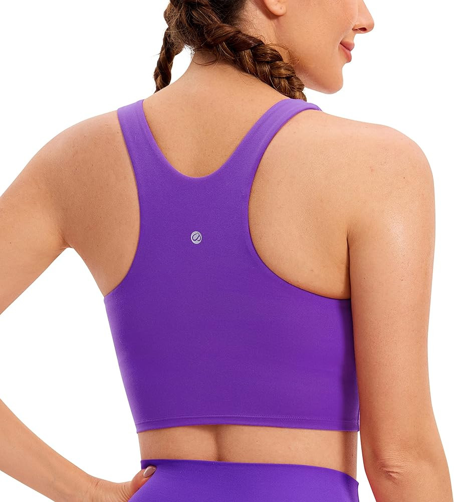 CRZ YOGA Butterluxe Racerback High Neck Longline Sports Bras for Women - Padded Workout Crop Tank... | Amazon (US)