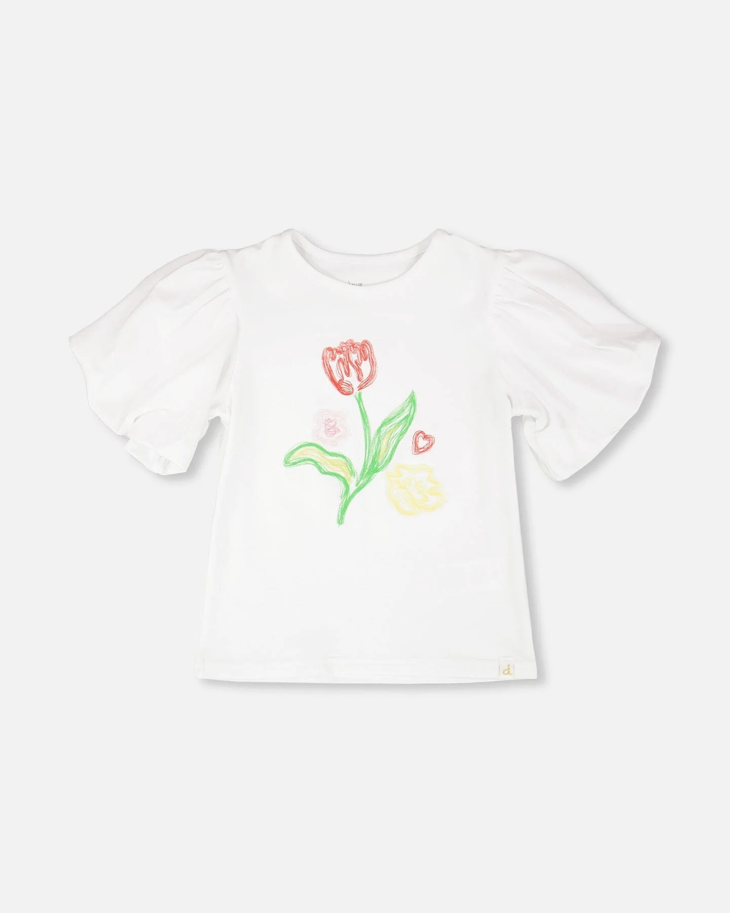 Organic Cotton Jersey Top White With Embroidery - Deux par Deux | Deux par Deux Childrens Designer Clothing