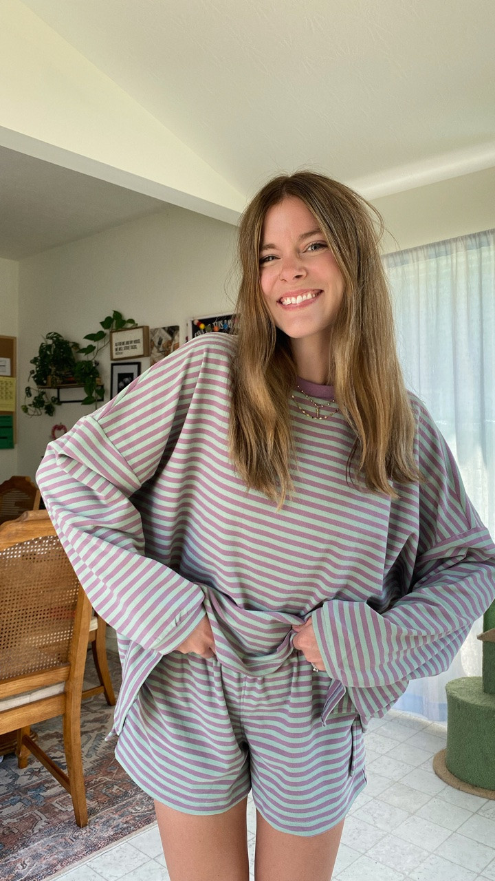 Literally obsessed with stripes and matching sets… especially if it’s from @calledtosurf 🥰🤪

The minute I got this out of my bag I was in immediate heaven — it’s SO soft and super cute! Obsessed with this color way too 💚💜

I’ll be living in this ALL summer long 🌞🙌🏼

Head to the link in my bio to grab your Cutie Everyday Short Set!!!! 

#ootd #outfitinspo #summervibes☀️ #comfyoutfits #momootd

#LTKootd #LTKmomlife #LTKdayinmylife