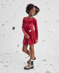 Girls Velour Bubble Dress - red | The Children's Place