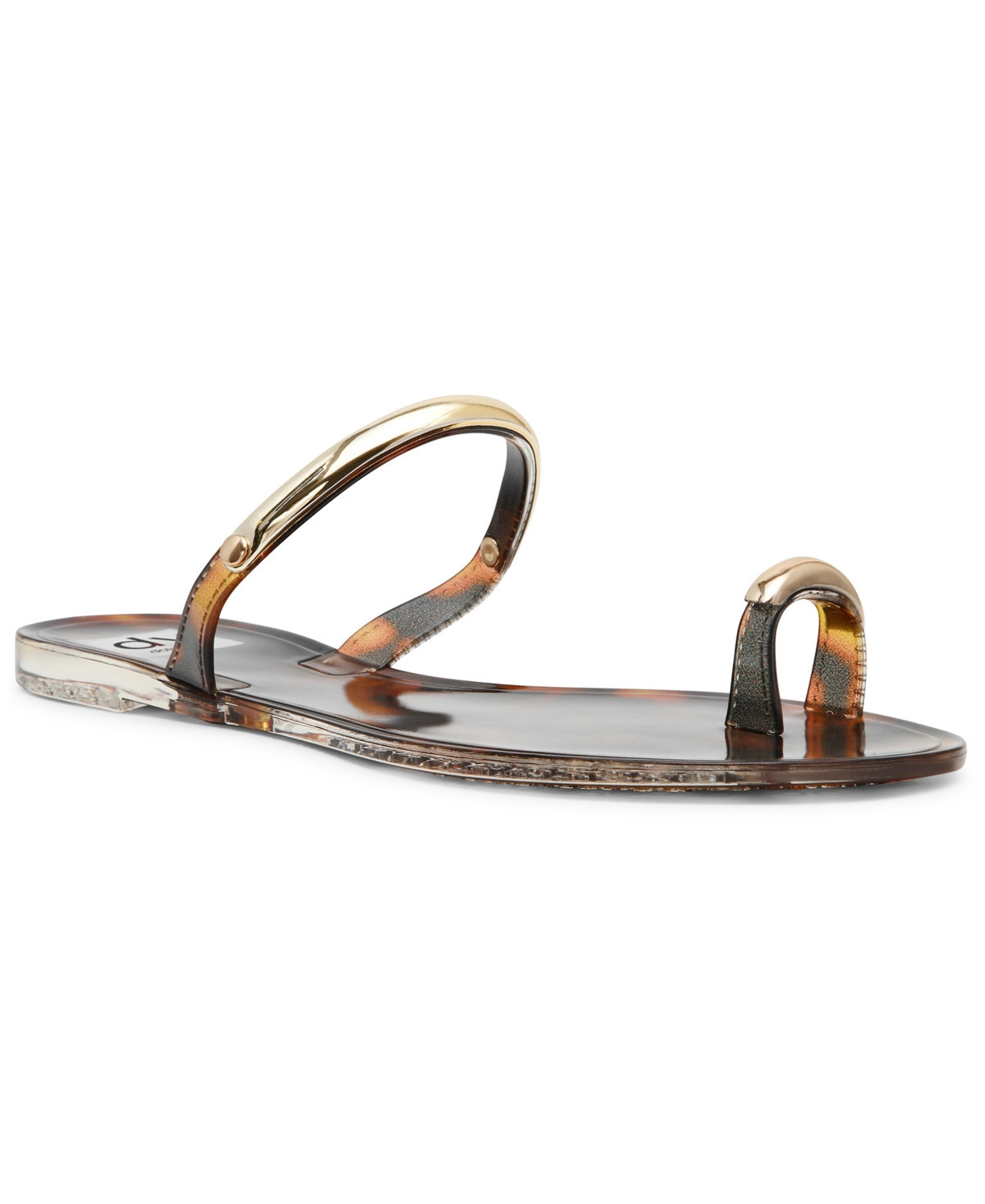 Dv Dolce Vita Women's Ivonna Embellished Toe Ring Jelly Flat Sandals - Tortoise | Macy's