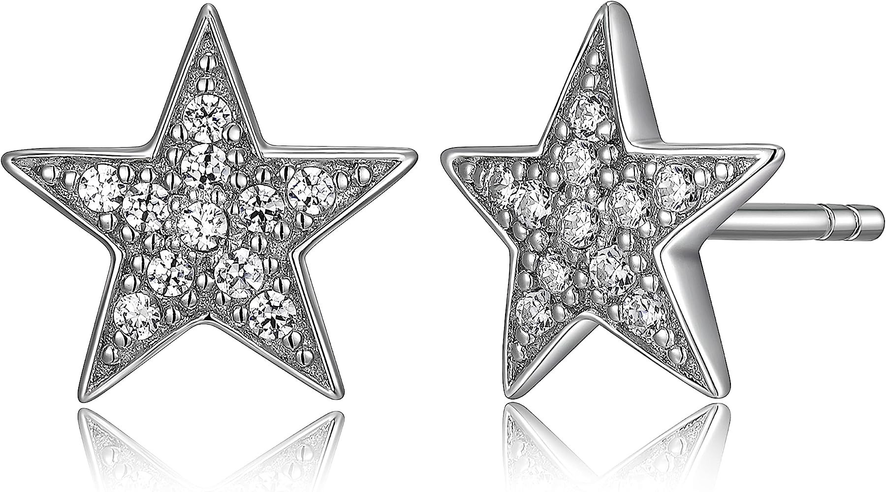 MORGAN & PAIGE 925 Sterling Silver Cubic Zirconia Pave Star Stud Earrings or Pendant Necklace | Amazon (US)