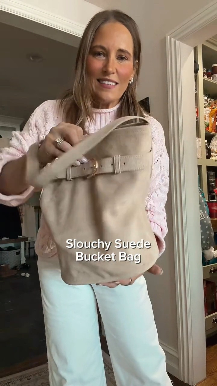 This pink long sleeve rollneck sweater from J.Crew is a must-have! I paired it with a slouchy suede bucket bag that holds all the necessities! Perfect look for running errands or grabbing brunch with the girls!

#LTKSeasonal #LTKMidsize #LTKOver40