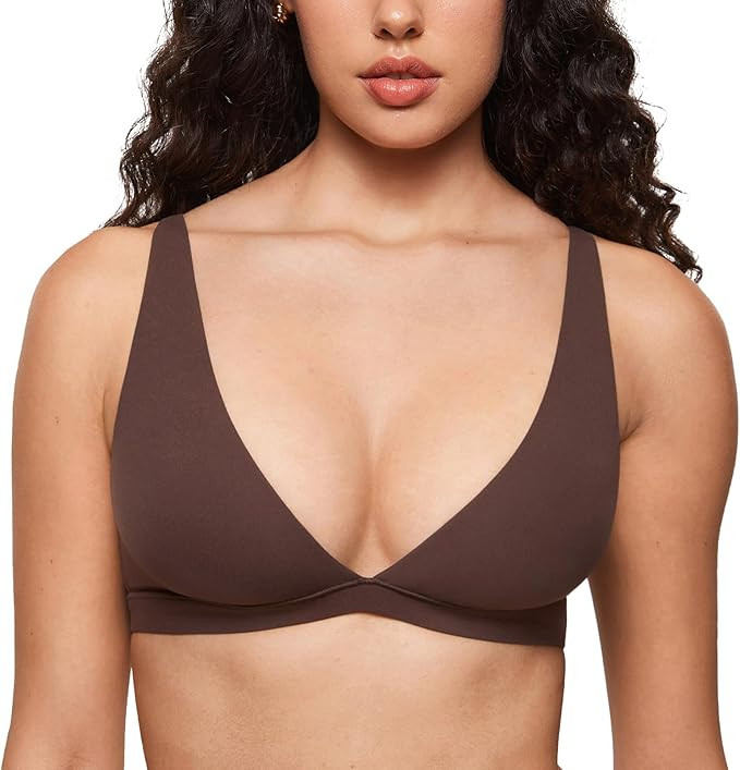 INLYRIC Women's Inbarely Soft Plunge Bralette - Deep V Unlined Triangle No Padding No Underwire S... | Amazon (US)
