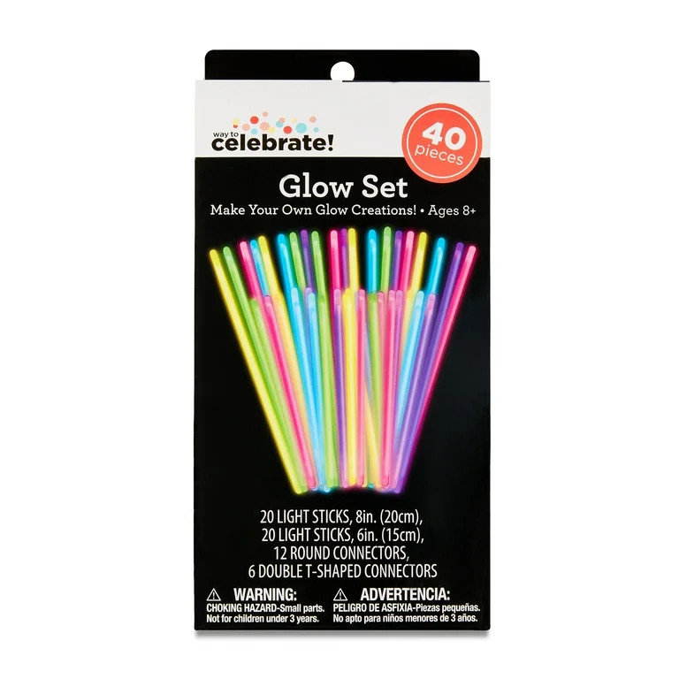 40 piece Make Your Own Glow Creations Glow Set, by Way To Celebrate | Walmart (US)