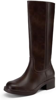 DREAM PAIRS Womens Knee High Boots Square Toe Platform Chunky Block Heel Banana Campus Boots for ... | Amazon (US)