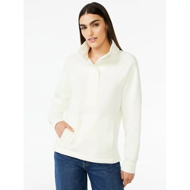 Free Assembly Women's Fleece Popover Sweatshirt with Raglan Sleeves, Size XS-XXXL | Walmart (US)