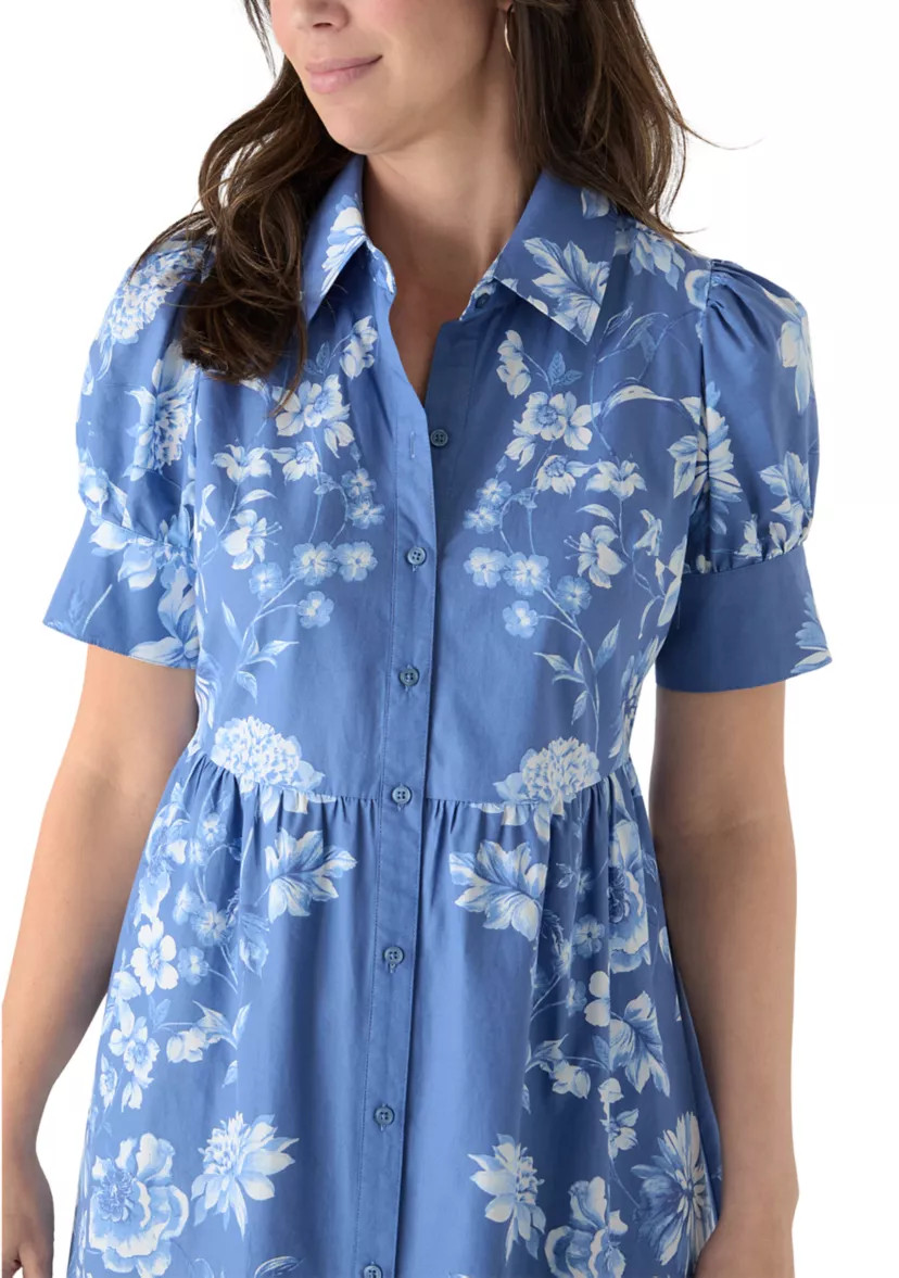 Women's Puff Sleeve Button Front Shirtdress | Belk
