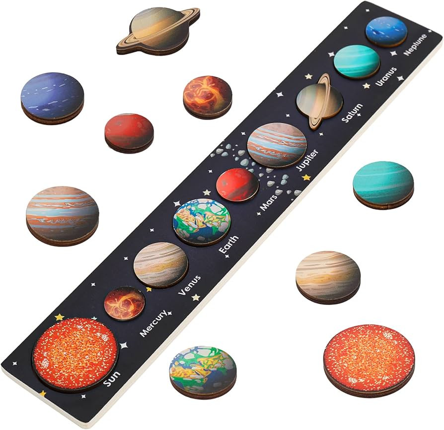Solar System Puzzle for Kids 3-6, Wooden Space Toys for Kids, Planets for Kids, Preschool Learnin... | Amazon (US)