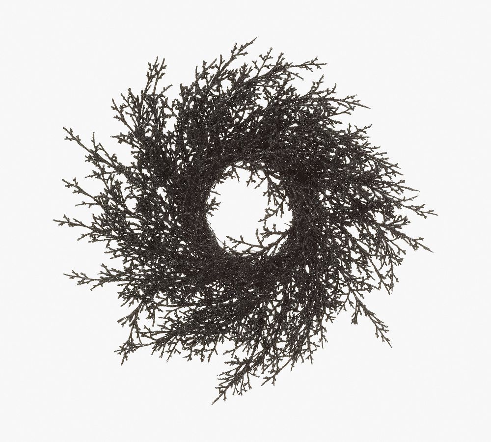 Pre-Lit Faux Glittered Twig Wreath, 22&amp;quot; | Pottery Barn (US)