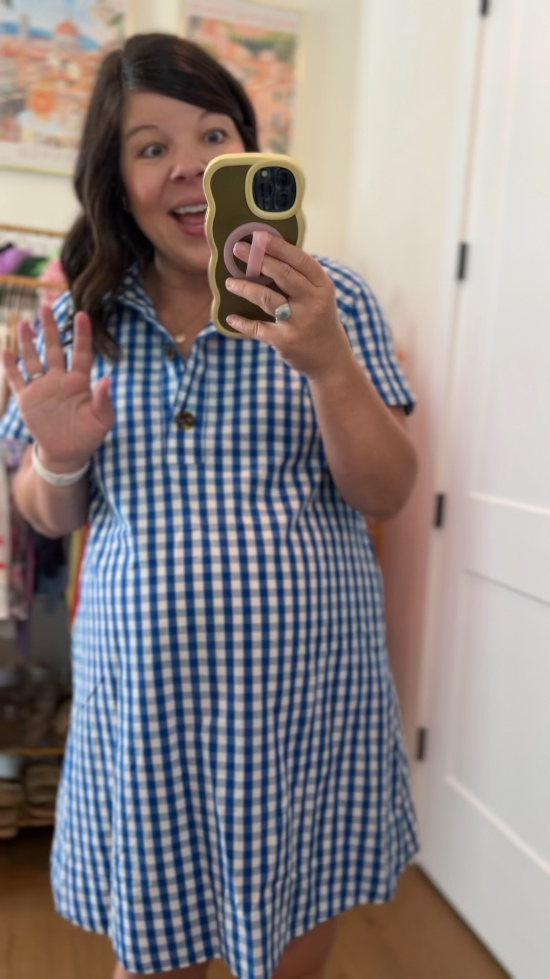 Wearing a size small petite at 31 weeks pregnant. Only fit is through the bust, so stay true to size or good size down based on bust size.

#LTKootd #LTKmomlife #LTKBump