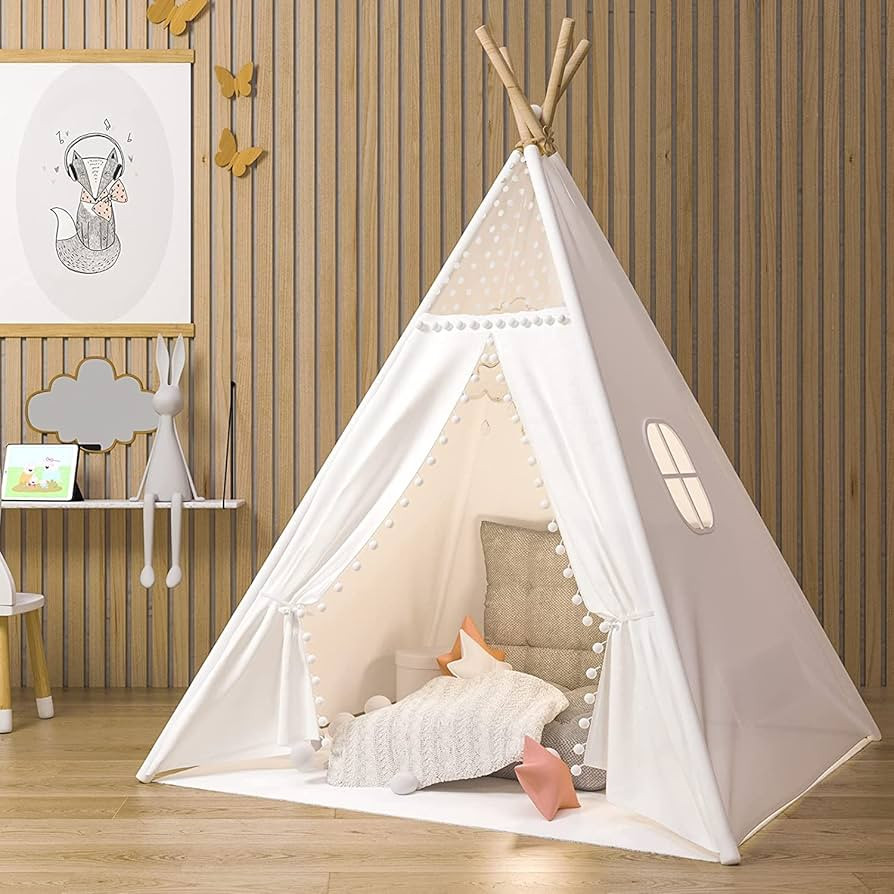 Gamenote Teepee Tent for Kids Indoor Tents with Mat, Inner Pocket, Unique Reinforcement Part - Fo... | Amazon (US)