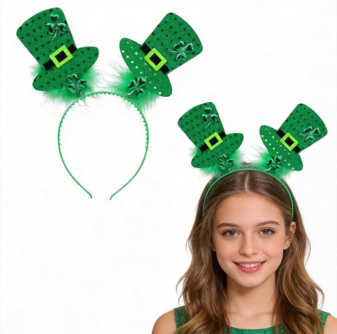 St Patricks Day Headband,St Patricks Day Accessories for Women,Clover Hat Shamrock Headband,Green... | Amazon (US)
