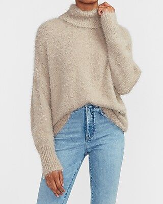 Fuzzy Turtleneck Sweater | Express