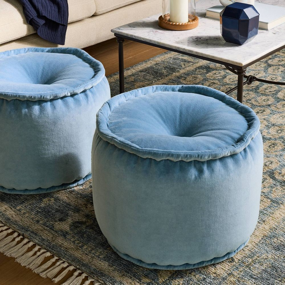 Cotton Velvet Pouf Blue - Threshold designed with Studio McGee | eBay | eBay US