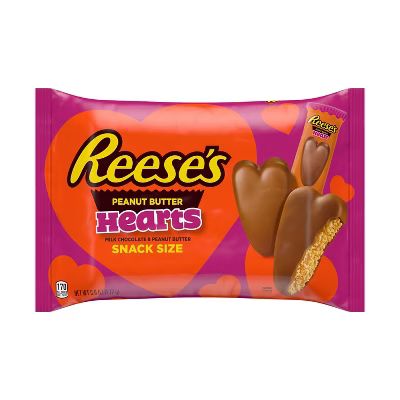 Reese's Valentine's Day Milk Chocolate Peanut Butter Hearts Candy Snack Size - 9.6oz | Target