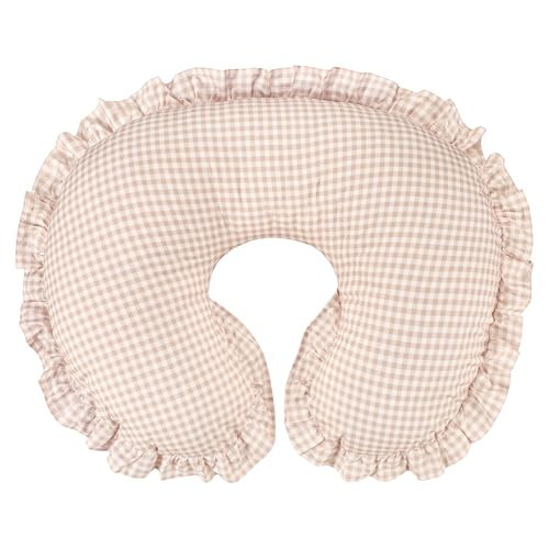 DILIMI Cotton Nursing Pillow Cover, Removable Ruffled Pillowcase for Breastfeeding Pillows, Ultra Soft Comfortable Slipcover for Baby Girl and Boy, Brown Gingham | Amazon (US)