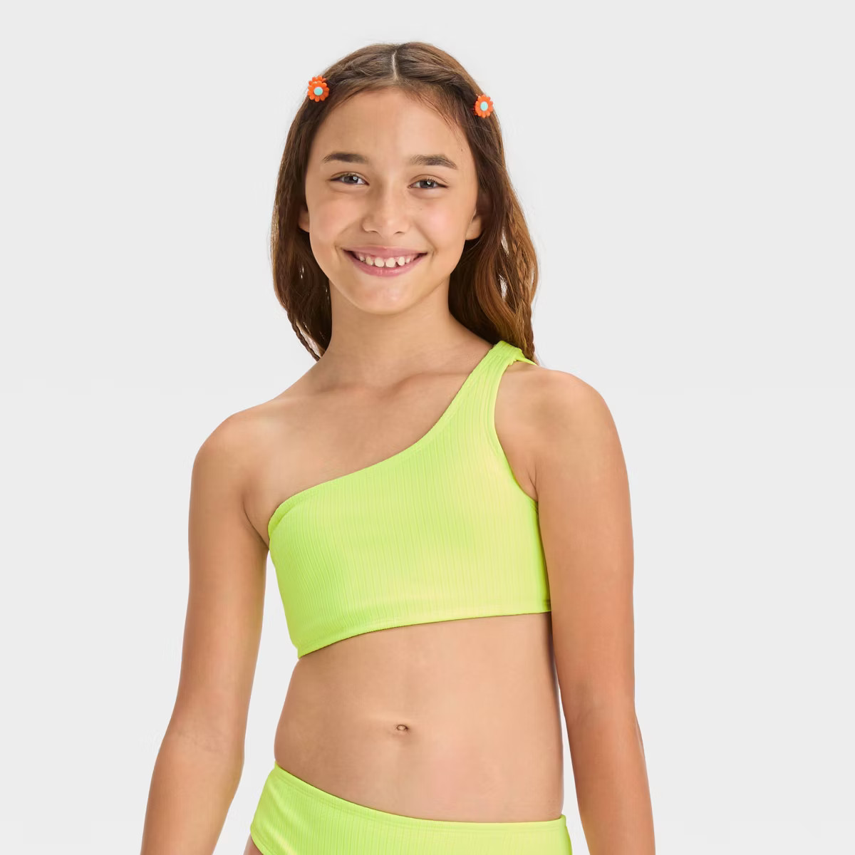 Girls' 'Stay a While' Ribbed Bikini Swim Top - art class™ Lime Green | Target