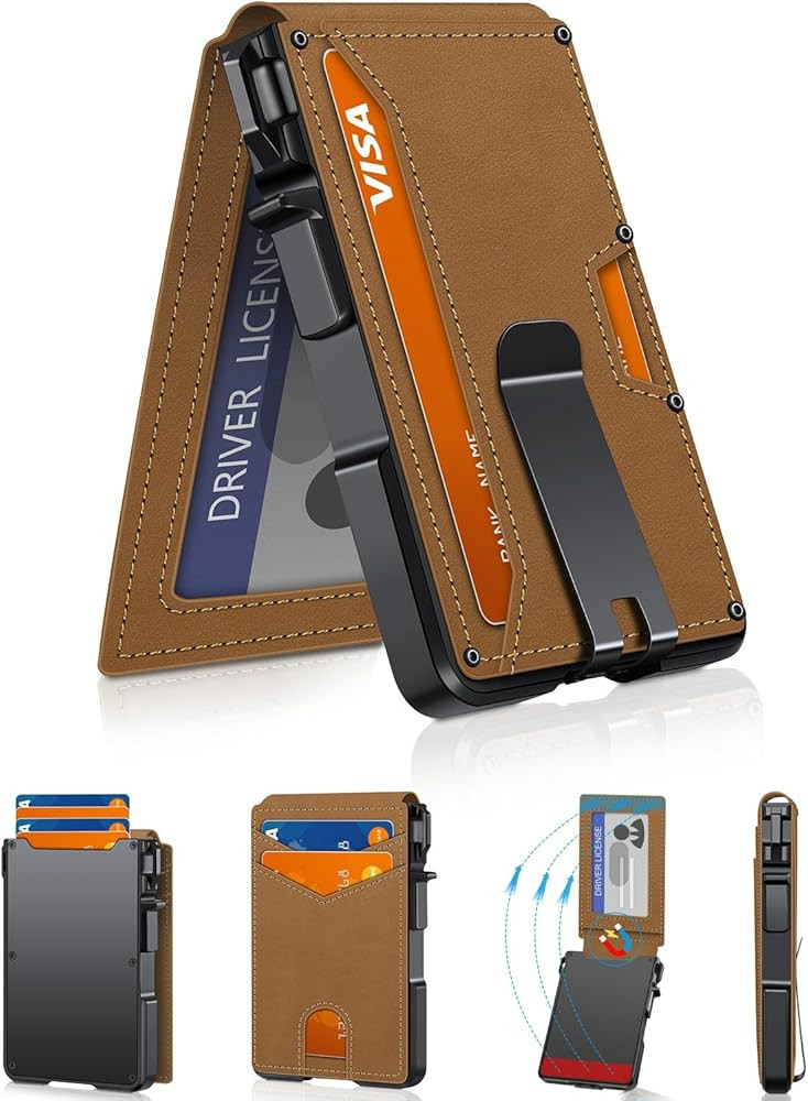 ZALVEX Wallet for Men, Mens Minimalist Wallet 9-13 Cards, Slim Compact Wallet with Money Clip & I... | Amazon (US)
