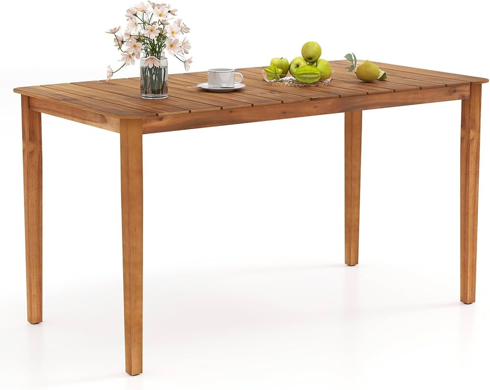 Tangkula Rectangular Outdoor Dining Table, 4-6 People Large Acacia Wood Patio Table with Slatted ... | Amazon (US)