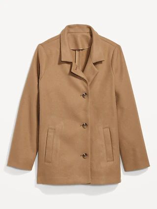 Soft-Brushed Button-Front Car Coat for Women | Old Navy (US)