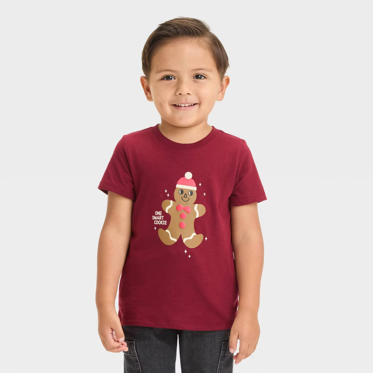 Toddler Boys' Short Sleeve Gingerbread Graphic T-Shirt - Cat & Jack™ Maroon | Target