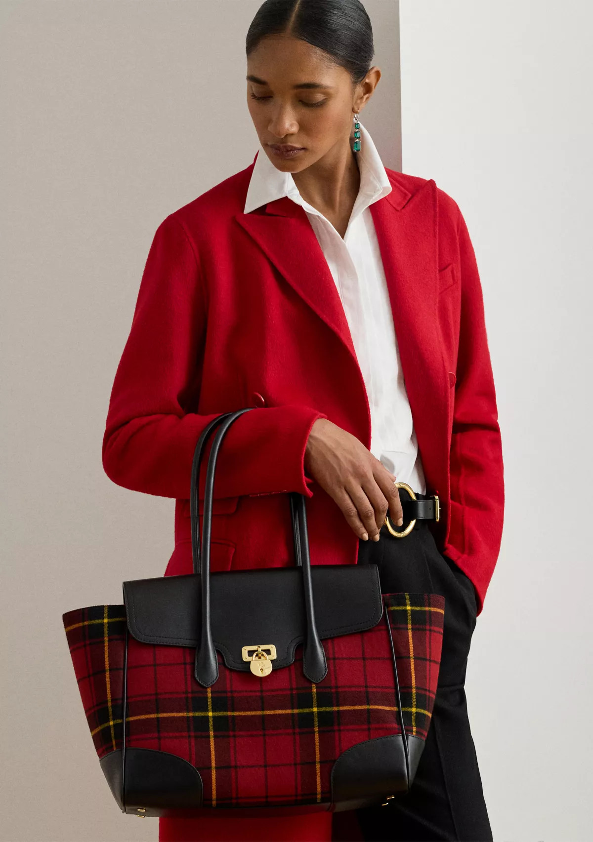 Plaid Twill Large Tanner Satchel | Belk