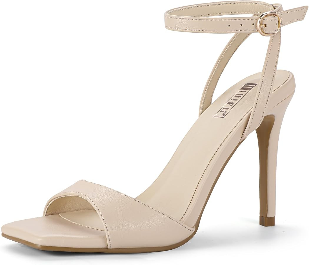 IDIFU High Stiletto Heel Square Open Toe Strappy Heeled Sandals | Amazon (US)