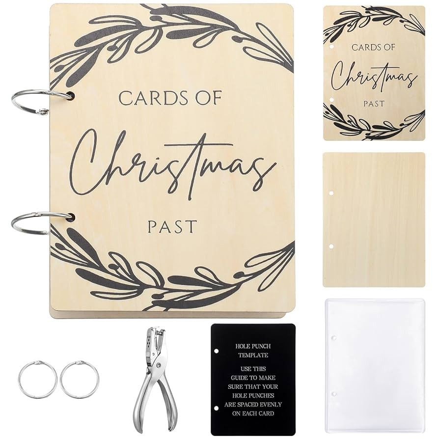 Hoolerry Christmas Wood Card Organizer Set Christmas Greeting Card Holder Set Include a 6 x 8" Ca... | Amazon (US)