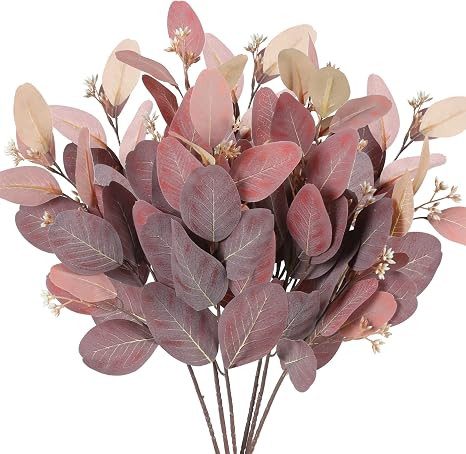 AILANDA 6PCS Fall Artificial Greenery Stems Fake Eucalyptus Leaves Silk Silver Dollar Leaves for ... | Amazon (US)