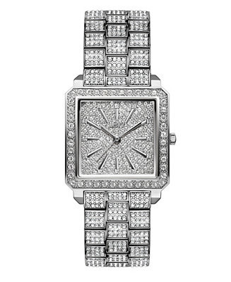 Women's Cristal Silver-Tone Stainless Steel Watch, 28mm | Macy's