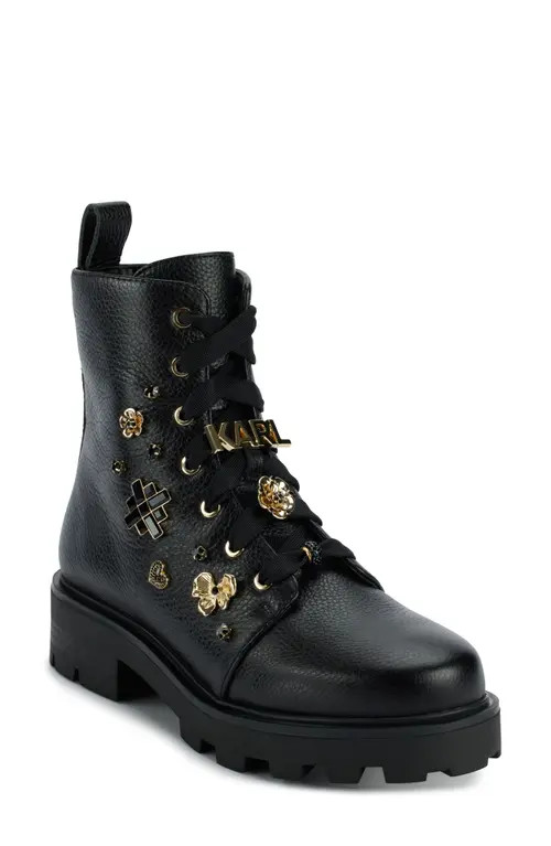 KARL LAGERFELD PARIS Makenzie Combat Boot in Black at Nordstrom, Size 5.5 | Nordstrom