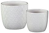 Urban Trends Ceramic Square Embossed Diamond Design Body Set of Two Matte Finish White Pot, 2 Piece | Amazon (US)
