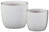 Urban Trends Ceramic Square Embossed Diamond Design Body Set of Two Matte Finish White Pot, 2 Piece | Amazon (US)