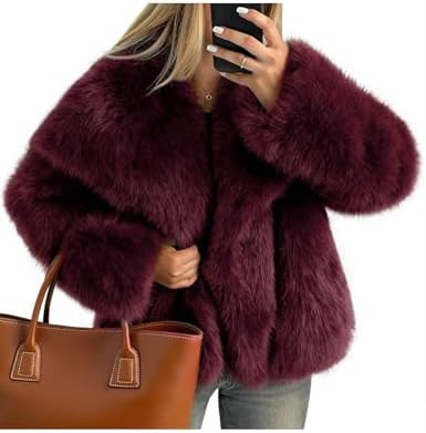 Kissonic Women Faux Fur Coat Long Sleeve Lapel Open Front Shaggy Furry Jacket Warm Fluffy Short O... | Amazon (US)