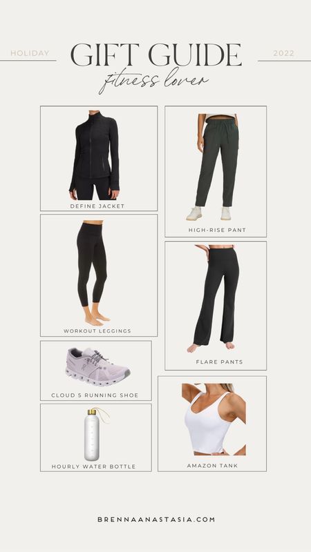 Gift ideas for the fitness lover! Fitness gift ideas, holiday gift guide 2022, flare leggings, On Cloud 5 running sneakers, hourly water bottle 

#LTKfit #LTKHoliday