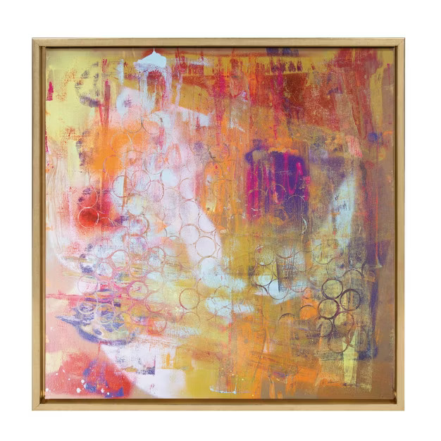 24" x 24" Sylvie Gold Abstract Art Framed Canvas by Grant Mahr Gold - Kate & Laurel A... | Target