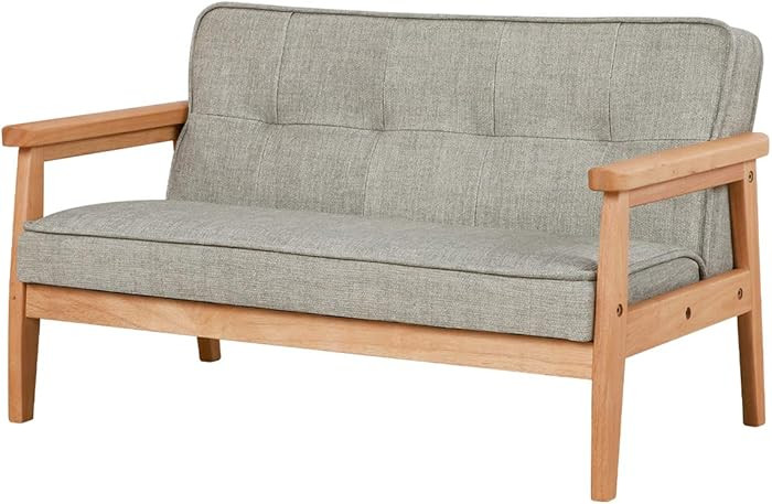 Double Seater Kid Sofa Chair, Kid Couch with Solid Wood Arm and Linen Pattern PVC for Kids Rest (... | Amazon (US)