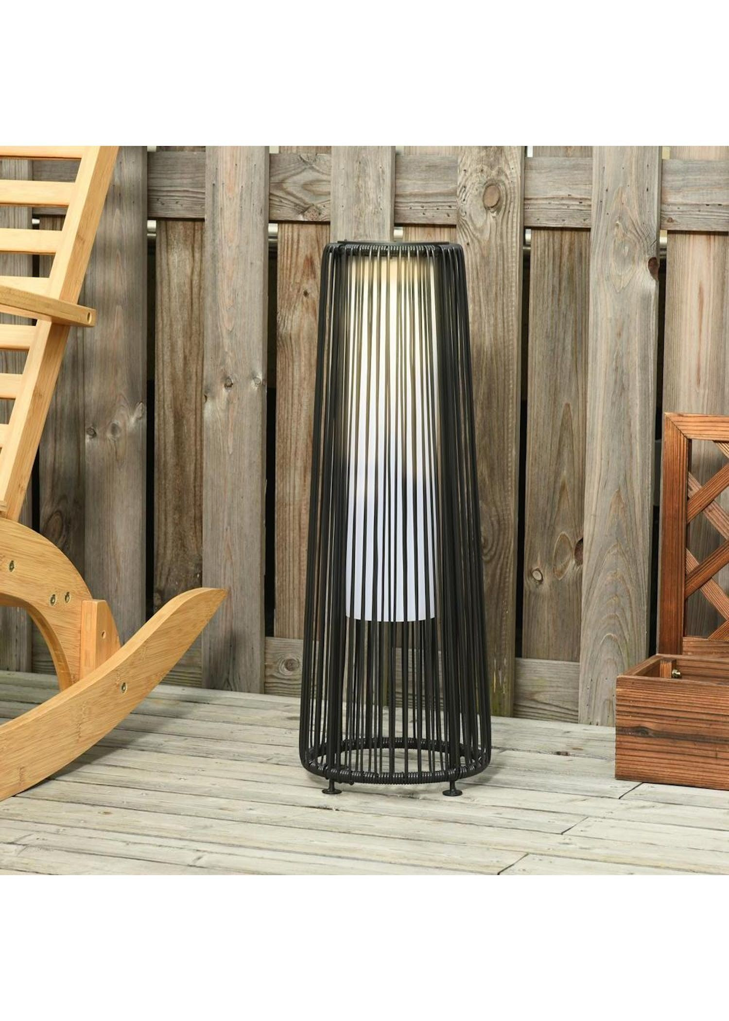 Outsunny Black Wicker Solar Lantern (61cm x 21.5cm x 21.5cm) – Black | Matalan (UK)
