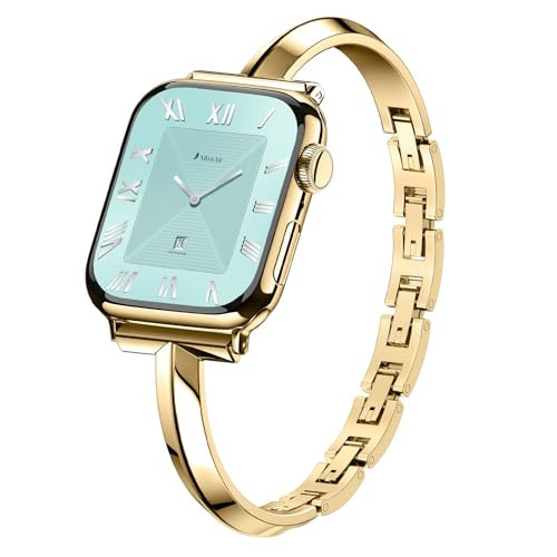 Missair Thin Band Compatible with Apple Watch 38mm 40mm 41mm 42mm 44mm 45mm 46mm 49mm for Women, Slim Bracelet Designer Dressy Stainless Steel Metal Strap for iWatch Series 10 9 8 7 6 5 4 3 SE Ultra | Amazon (US)